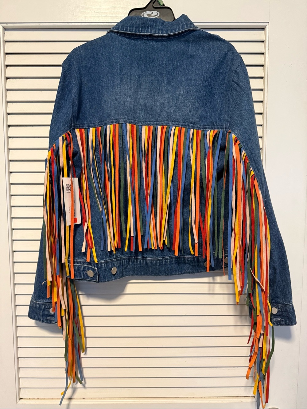 Honey Creek by Scully Colorful Fringe Denim Jacket M
